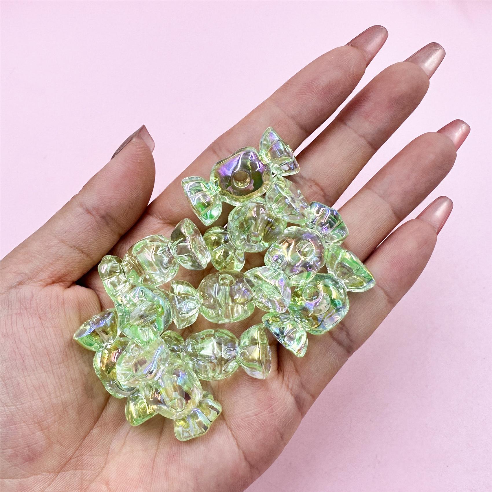 

Творческие свободные бусины желейного цвета DIY ювелирные аксессуары акрил 12,5*29,1 мм конфеты 10 шт. для изготовления браслетов и сережек зелёный