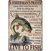 SUPERDANT Vintage Fishing Tin Sign  Funny Fishermans Prayer Metal Plaque with Leapin Fish Design  Rustic for Man Cave Bar