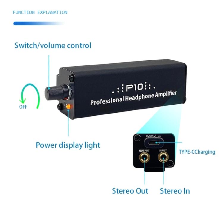 Leichte Kopfhörerverstärker mit 3,5-mm-Ausgang, Lautstärkeregelung, Perfekt für In-Ear-Monitoring, Geringe Verzerrungen