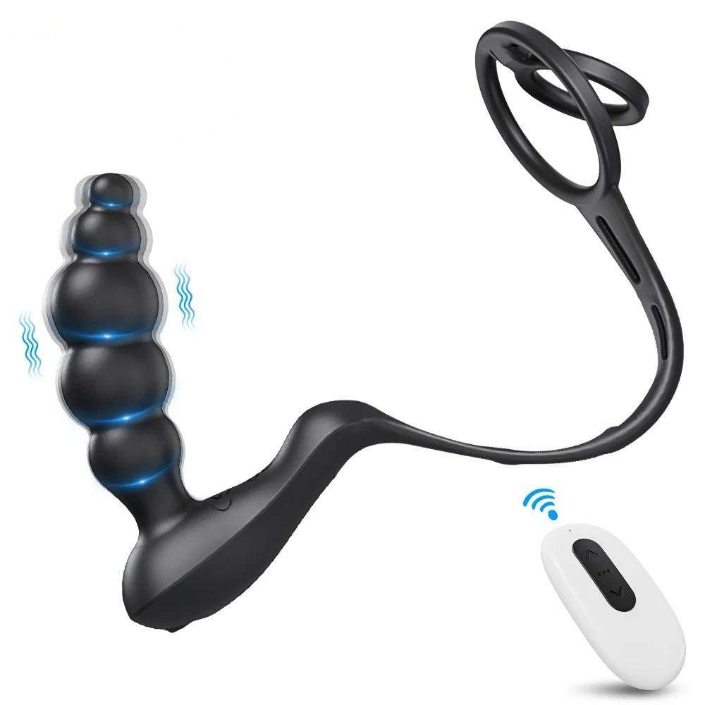Remote Control Vibrating Anal Vibrator Butt Plug Male Prostate Massager Penis Ring Perineum Stimualtor Sex Toy for Men 18+