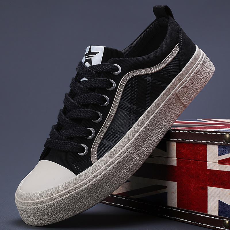 Pantofi de primăvară pentru bărbați, confortabili și versatili, la modă și casual, pantofi de pânză pentru bărbați, plat, cu vârf jos, cu șireturi