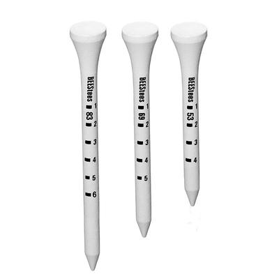 83mm White Golf Tees - Solid Wooden Tees, Printed Ball Holders, Limiter Pegs