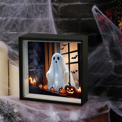 Yousheng Halloween Ghost Night Light Painting Photo Frame 3D Flame Horror Doll Glow Album LED Table Decoration Light for Bedroom