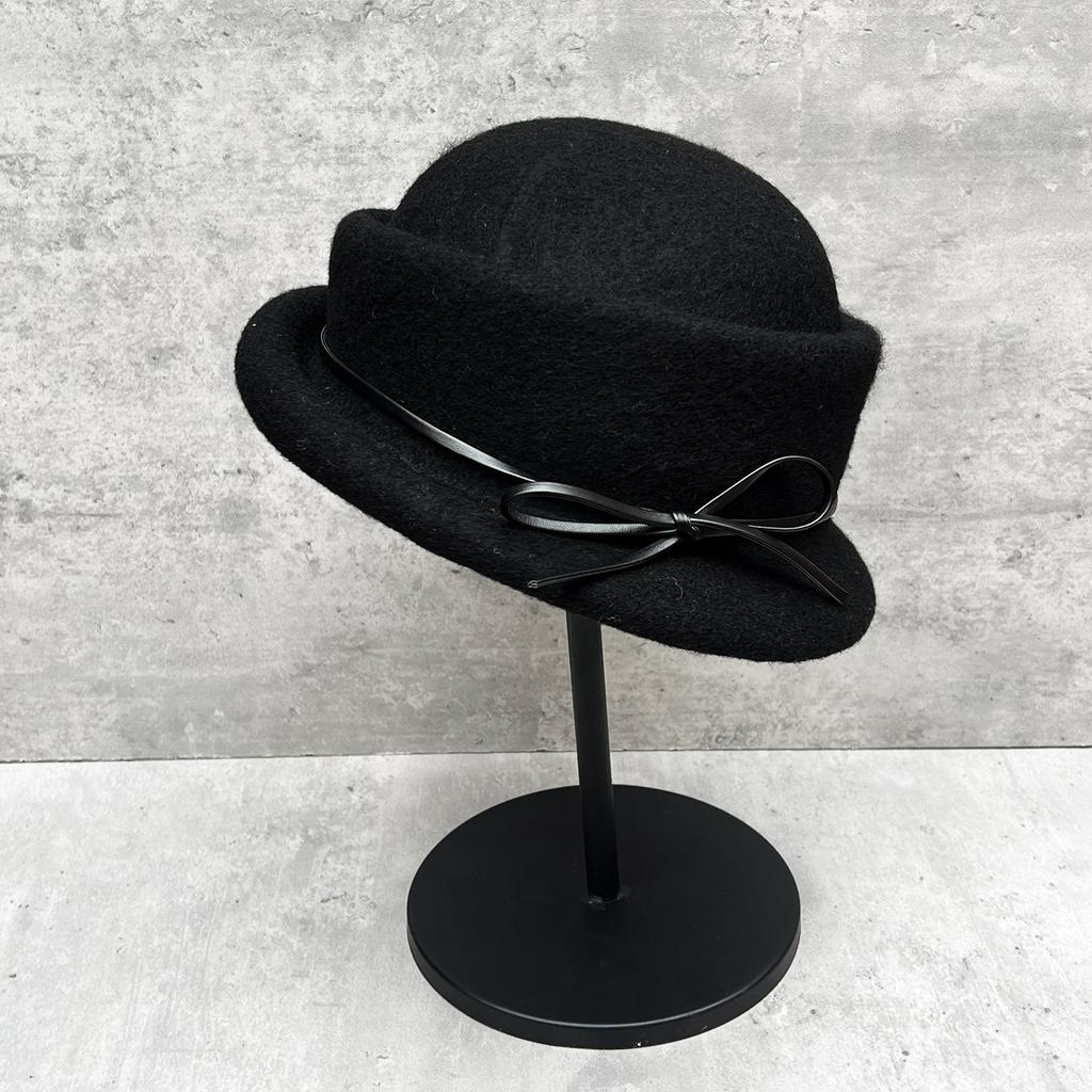 Pink Little Princess Daughter Wind Bow Curled Wool Top Hat Women'S Autumn And Winter Elegant Warm Bucket Hat Shows Small Face
