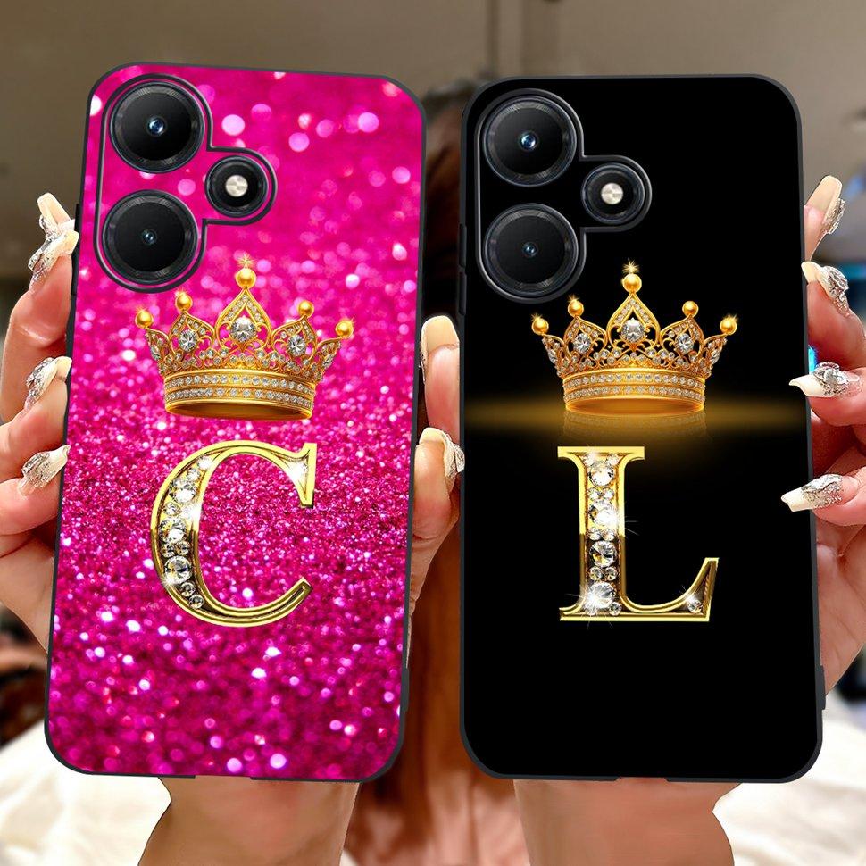 For Infinix Hot 30i Case X669 X669C Cute Crown Letters Cover Soft Silicone Phone Case For Infinix Hot 30i Hot30i Back Cover