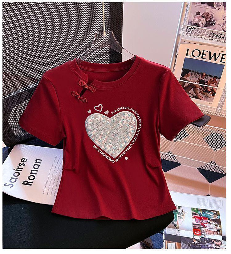 Plus Size Women's Buckle Letter Print Short Sleeve T-shirt: 2025 Summer Loose, Slimming, Casual, Versatile Top