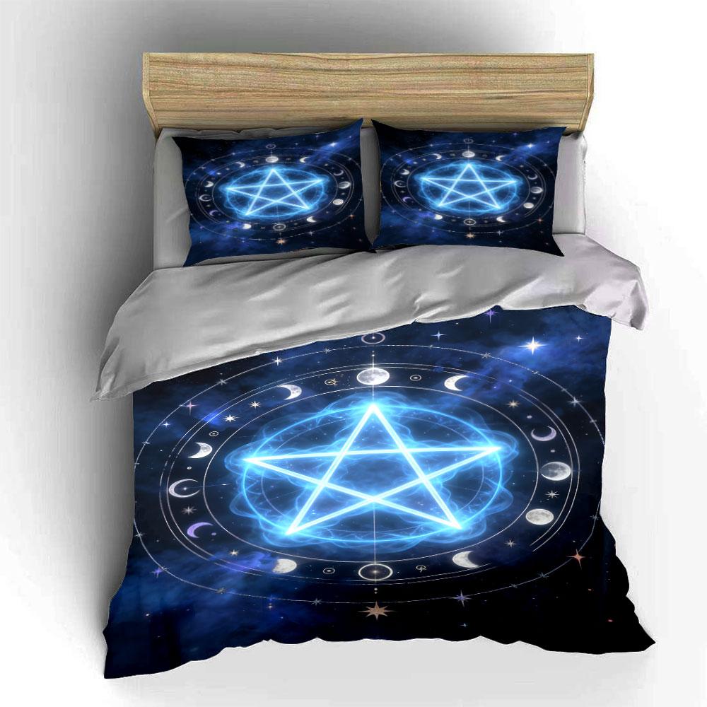 Glowing Pentagram with Moons. Bedding Sets Duvet Cover Sets Duvet Covers Pillowcases(1 * Duvet Cover 2 * Pillowcases Without Duvet Insert)
