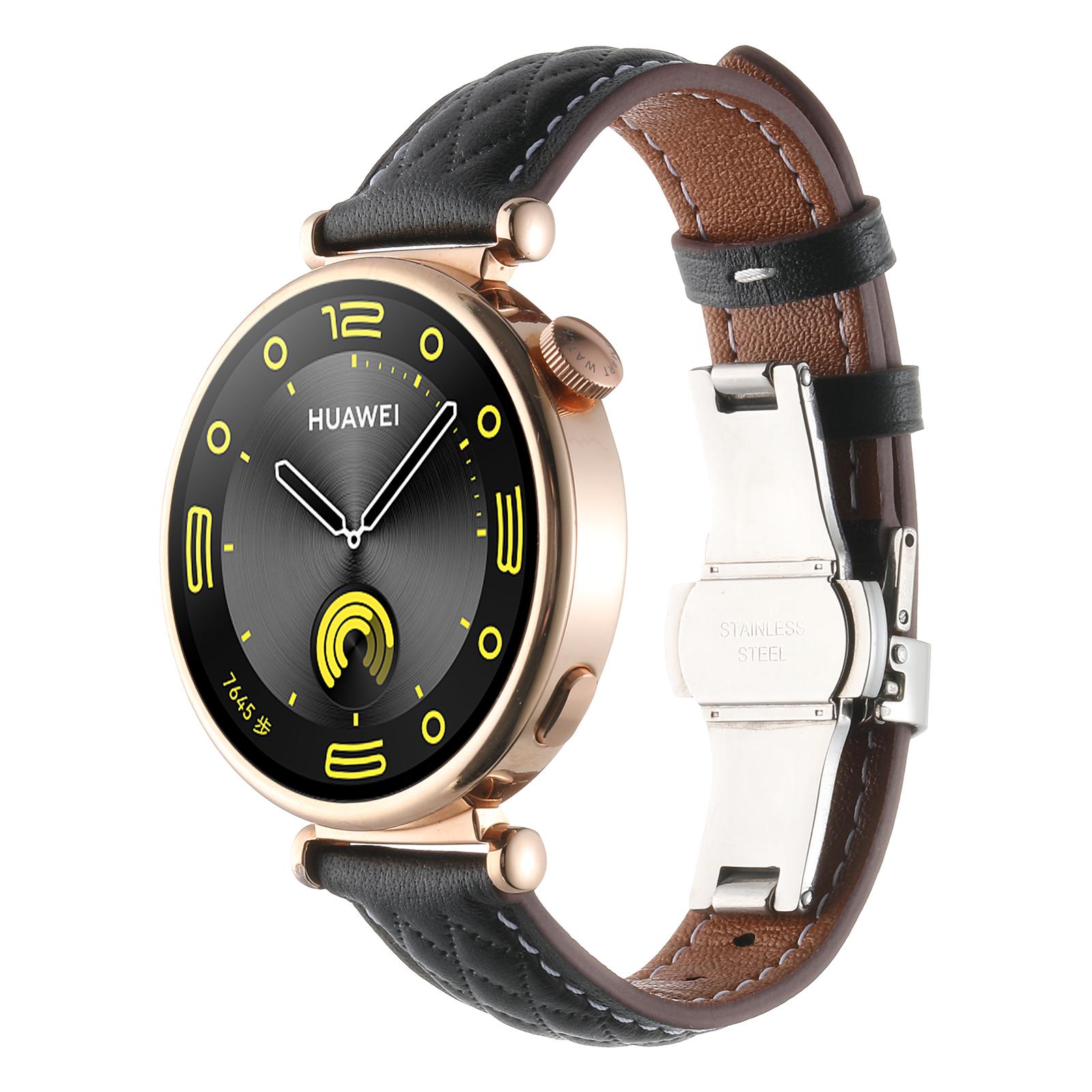 

18mm Watch Band For Huawei Watch GT 5 Pro 42mm/GT 5 41mm/GT 4 41mm/Garmin Venu 3S ,Genuine Cow Leather Diamond Pattern Strap Brown