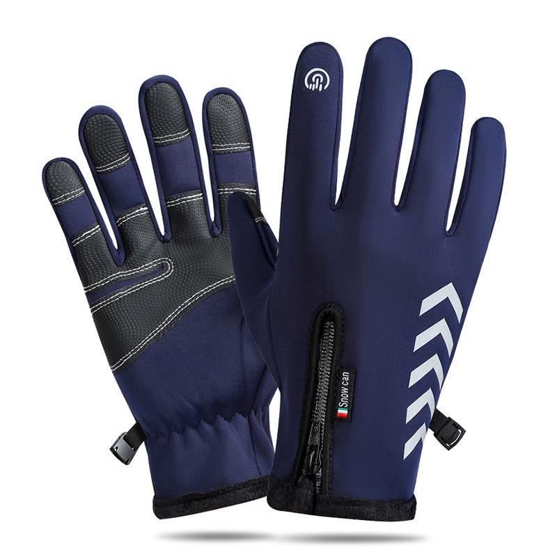 

Мужские и женские зимние водонепроницаемые нескользящие перчатки с сенсорным экраном для велоспорта и альпинизма Arrow Zipper, L синий