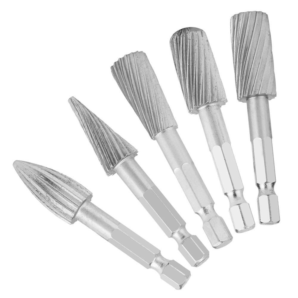 5PCS Silver High Speed Steel Burrs High Speed Steel Carbide Burr Set Durable Rotary Burr Files