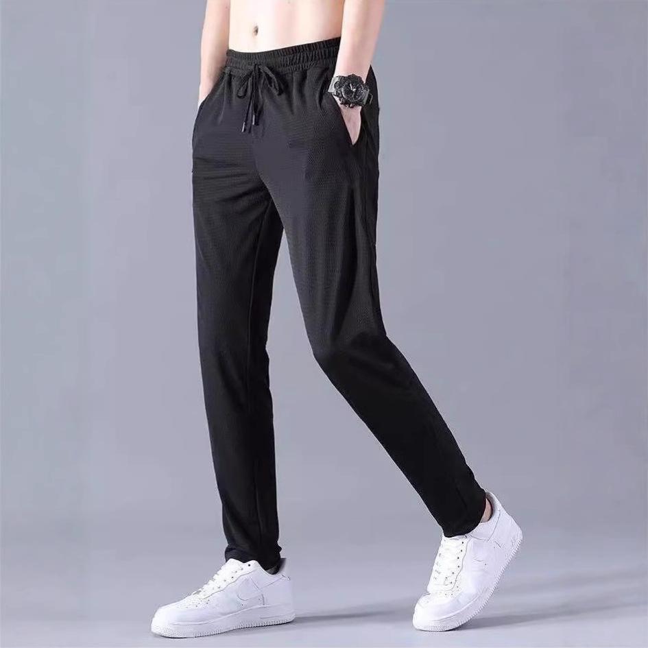 Trendy Lunbu mesh ice silk pants men's casual sweatpants men's breathable quick-drying men's pants