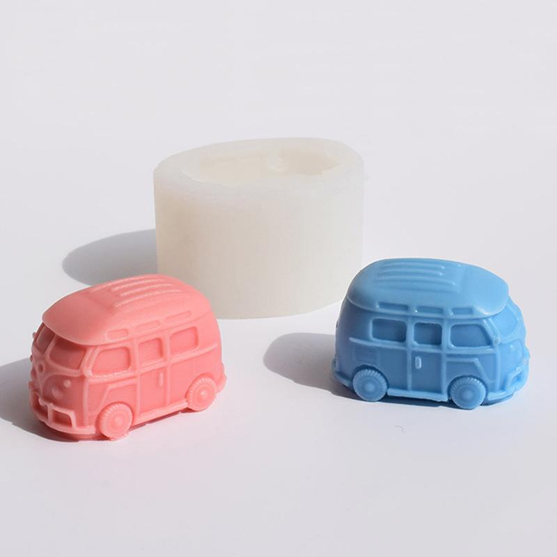 New 3D Mini Car Bus Silicone Candle Mold DIY Car Shape Craft Gypsum Cement Soap Clay Mold Home Decoration Gift Making Tool