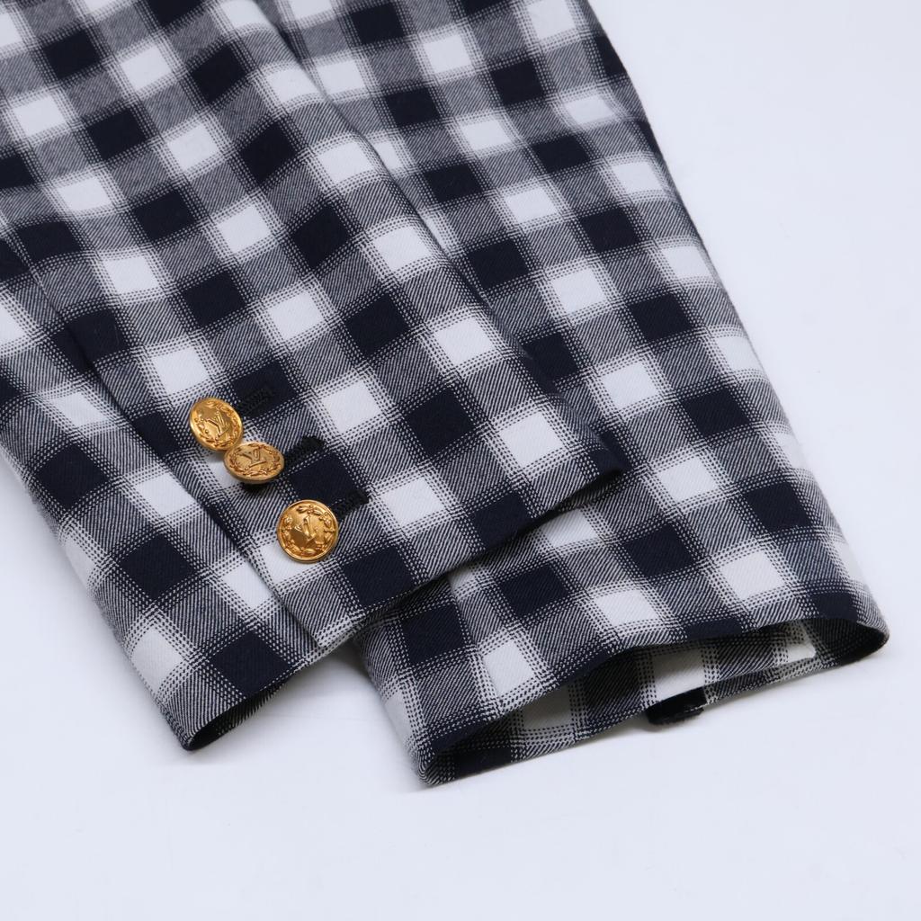 LOUIS VUITTON [Good condition/Domestic regular/2011 model] RW232W 012 FPVB01 Vichy check plain pie blazer/ Jacket 38 Black WhiteUsed