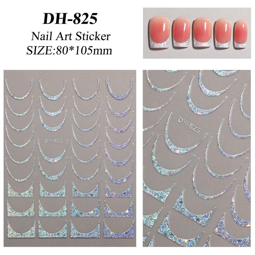 Self-Adhesive Gold & Silver Foil French Nail Stickers In Trendy DH Style