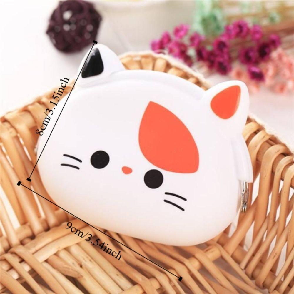 Solid Color Small Animal Wallet Mini Data Cable Storage Bag Cute Cartoon Silicone Coin Purse Gift