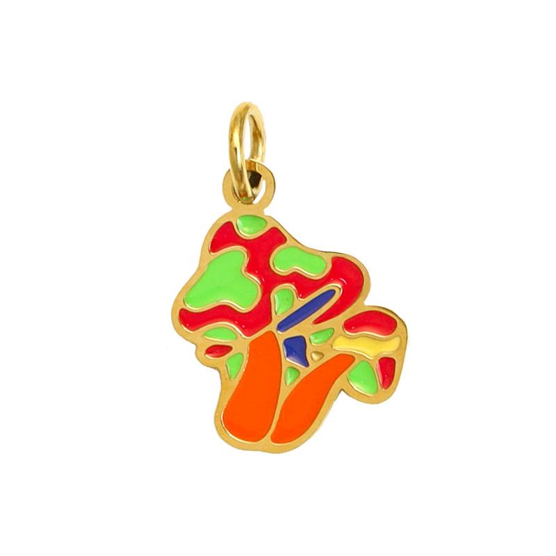 Summer On The New National Tide Does Not Fade Niche Dripping Oil Colored Mushroom Necklace Accessories Diy Design Pendant Female