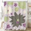 Modernes Blumiges Duschvorhang-Set Grünes Blatt-Lila-Blumenmuster Wasserdicht Badezimmer-Dekor Liner Für Heim-Badezimmer Imp