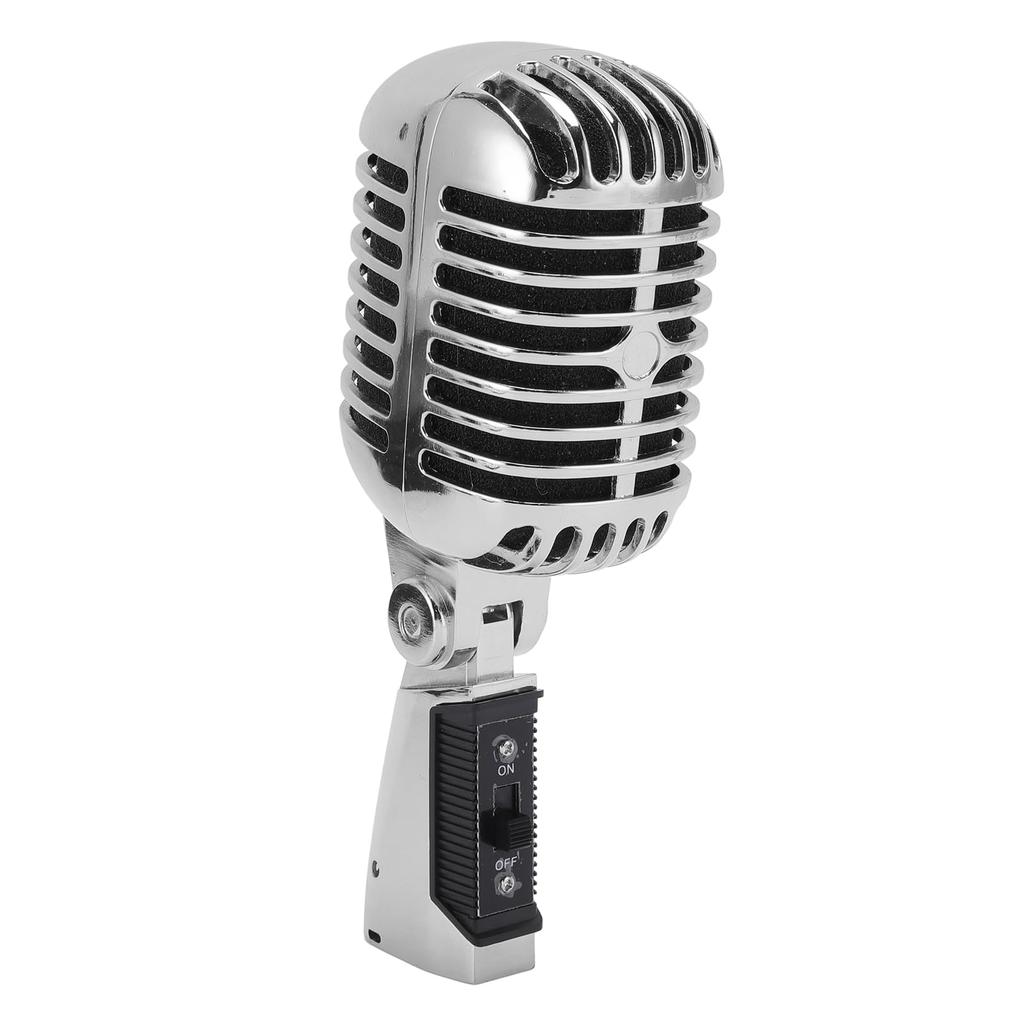 Retro Dynamic Vocal Classic Cardioid Microphone with XLR Female to Adjustable Microphone for Stage and Live Performances Microphone, 6.35mm Cable,