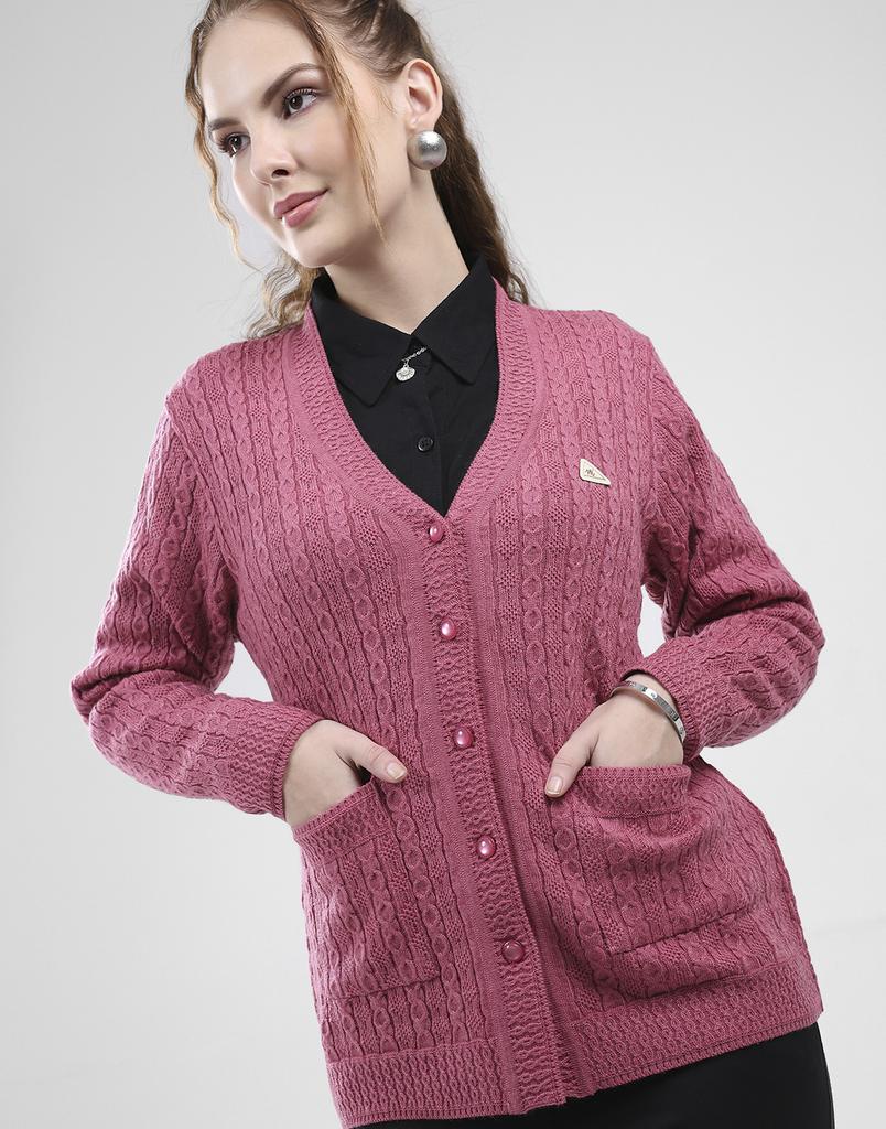 MONTE CARLO Women's V Neck Full Sleeves Cardigan