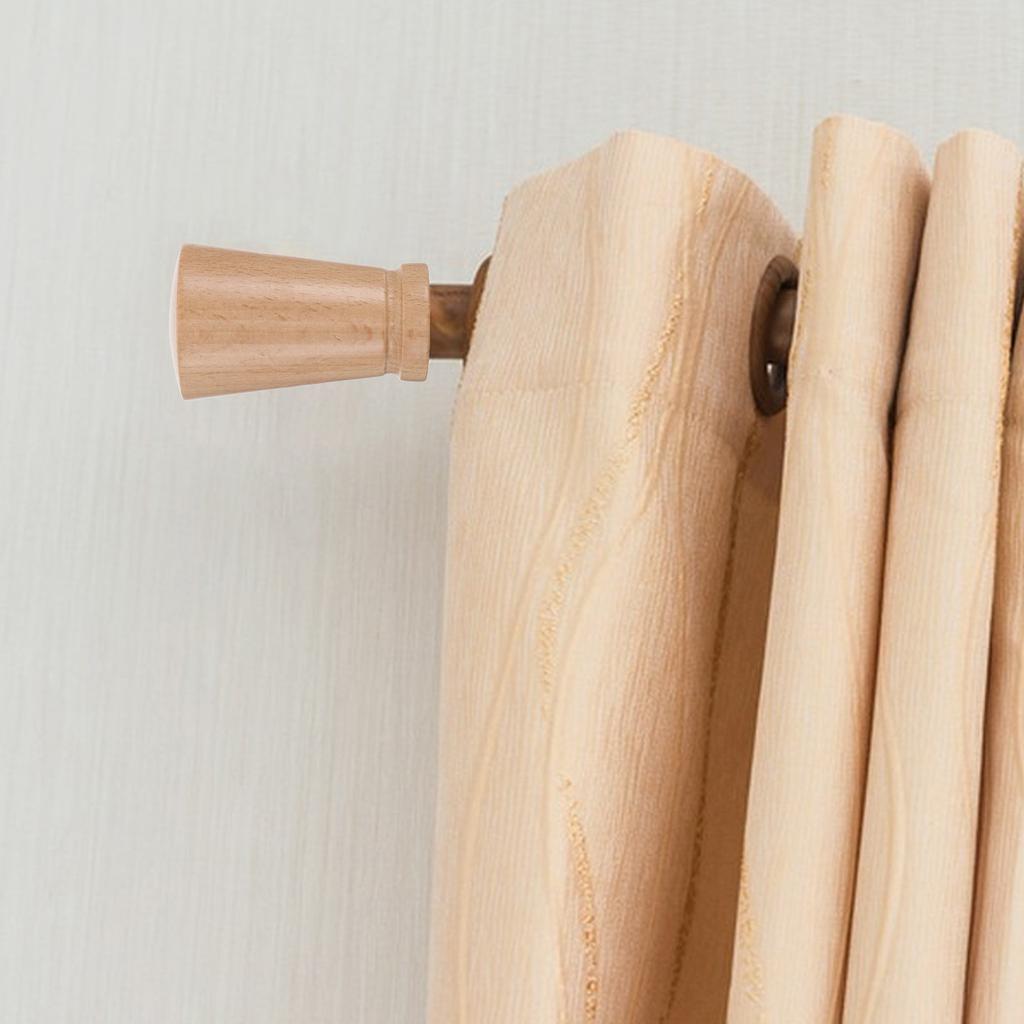 2 Stück Holz-Vorhangstangen-Endkappen 28 mm Natürliche Holzmaserung Konische Endstücke für Fenster-Vorhangstangen Gardinenstange Dekoratives Endstück