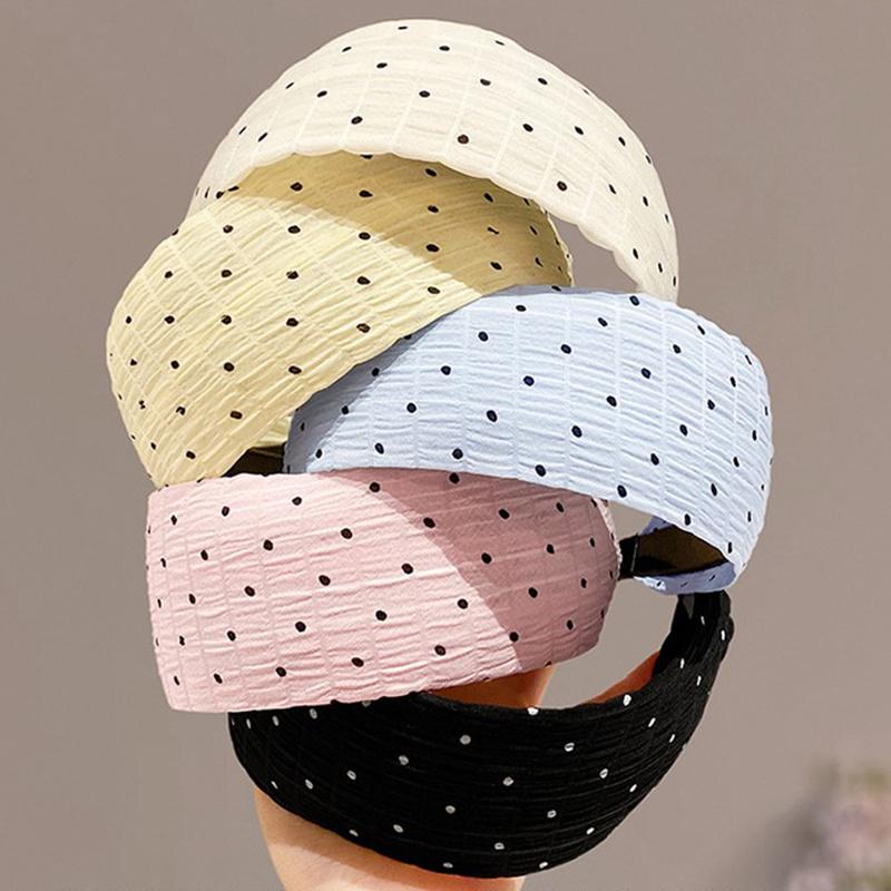 Breites Stirnband mit Polka Dots für Damen - 2025 Frühling/Sommer Voluminöses Rutschfestes Haaraccessoire