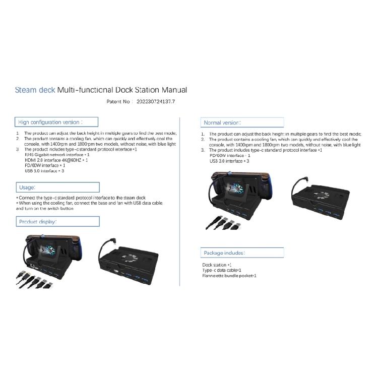 6 In1 Steam- Deck Dock with HDMI2.0 4K@60Hz Gigabit-Ethernet 3 USB 3.0 Port