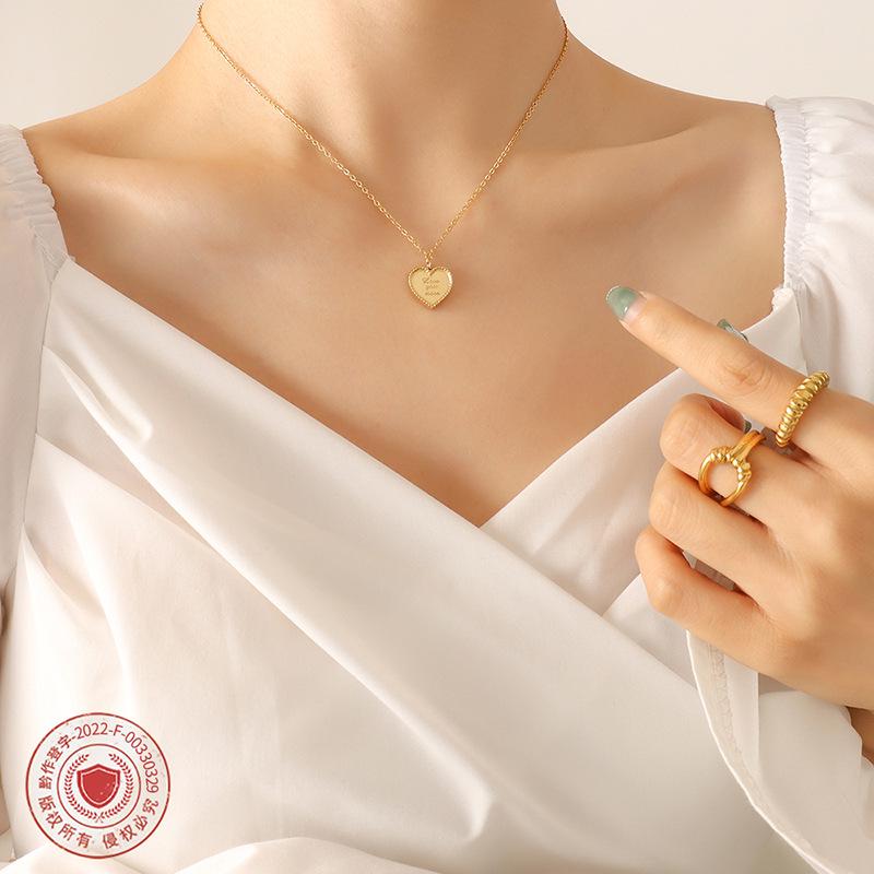 Versatile Frosted Peach Heart Pendant Necklace - Romantic Valentine's Gift for Couples