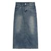 2023 Summer Women's Retro High-Waist Denim A-Line Skirt with Mid-Length Slim Fit and Stylish Split