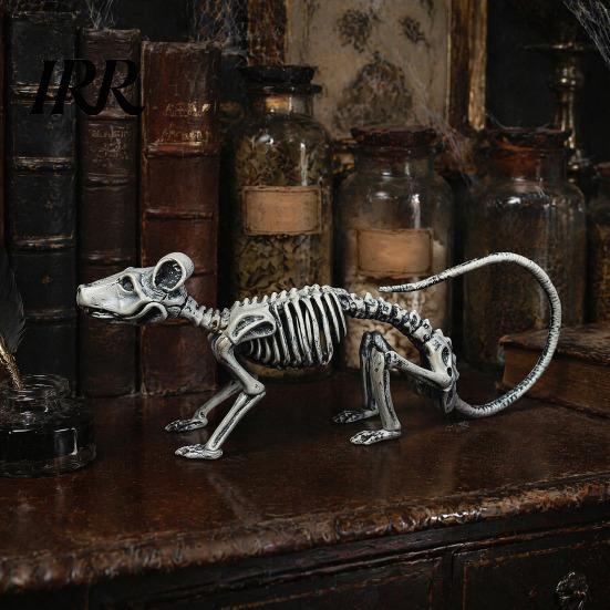 Detailed Bone Texture Ornaments Halloween Animal Skeleton Figurine, Realistic Crow Rat Scorpion Props for Haunted Durable Plastic Skull Set