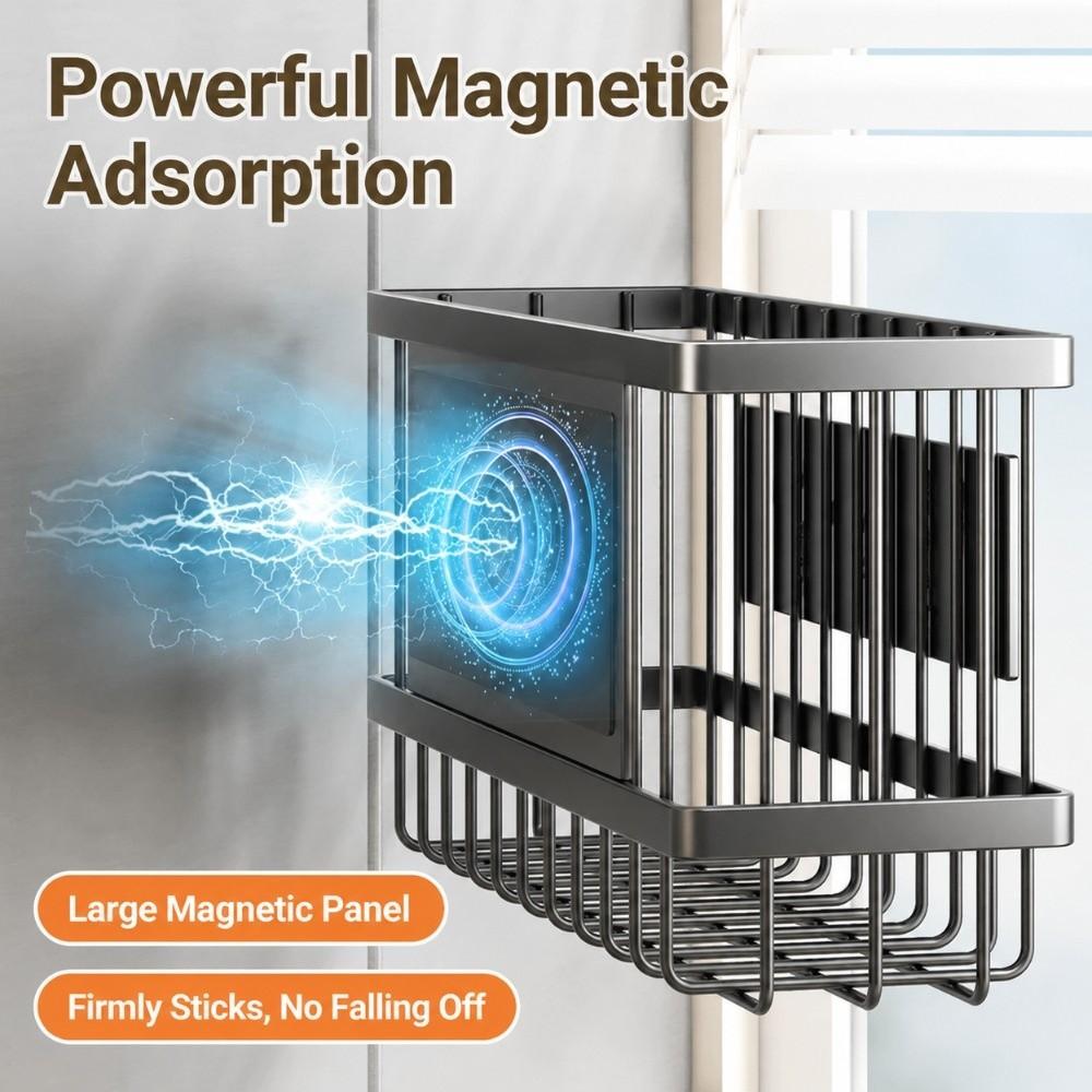 Metal Magnetic Basket Organizer Holder Space Saving Storage Rack High Quality Refrigerator Shelf