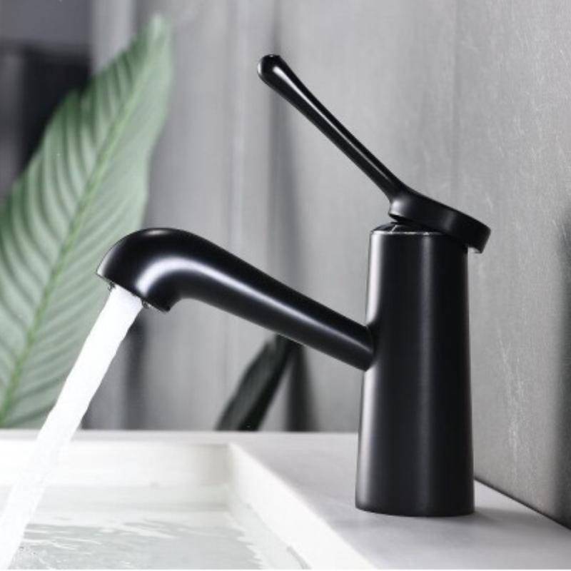 Basin Faucets Modern Black Bathroom Faucet pipe faucets Single Hole Cold and Hot Water Tap Basin Faucet Mixer Taps