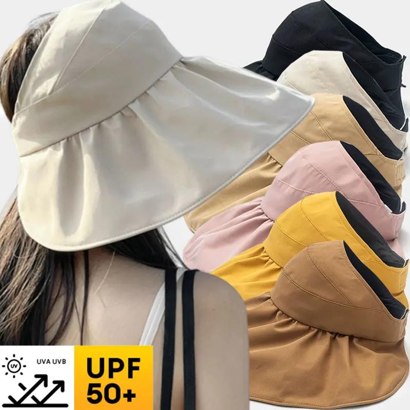 Sommer Leerer Oberteil Breitkrempiger Sonnenhut für Damen Anti-UV Sonnenschutz Fischerhut Damen Sonnenschutz Outdoor Strandkappe