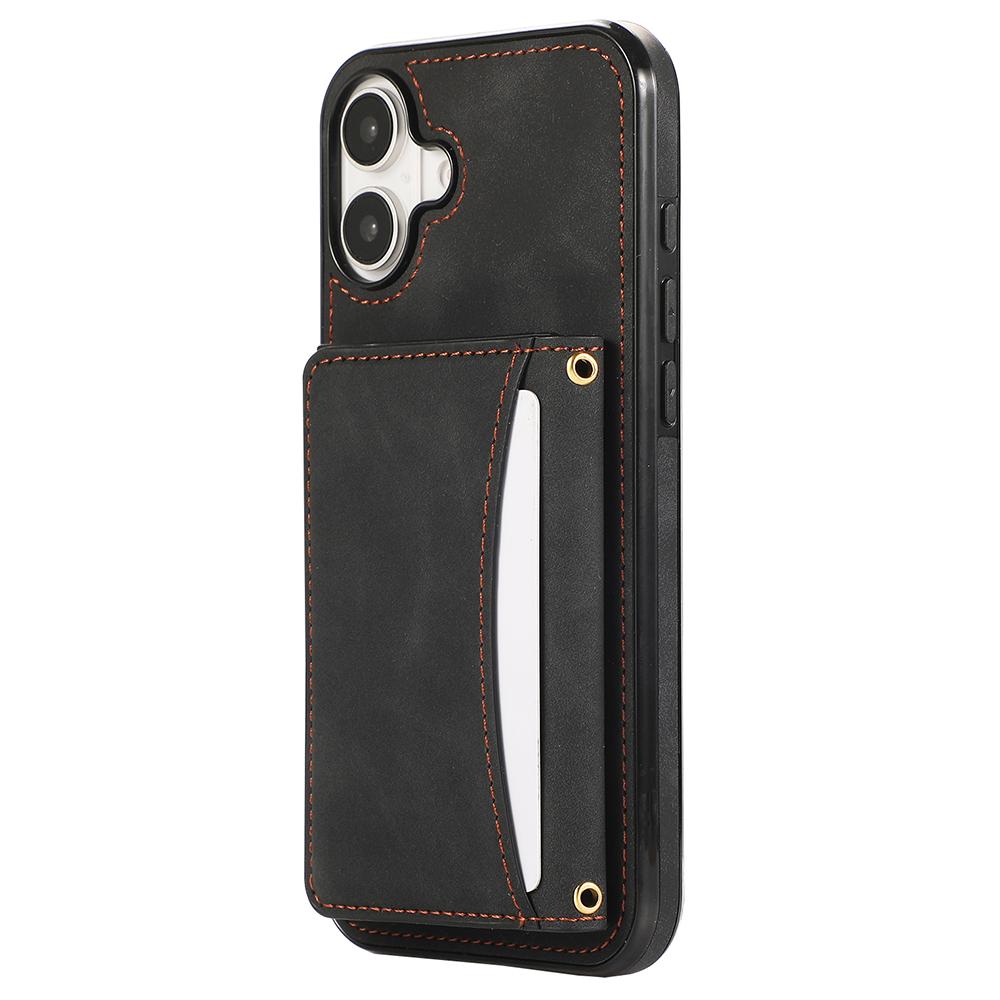 For iPhone 16 Phone Case Tri-Fold Wallet Kickstand PU Leather+TPU Back Cover