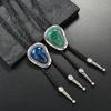 Western Cowboy Irregular Colored Gemstone Bolo Tie Necklace for Men