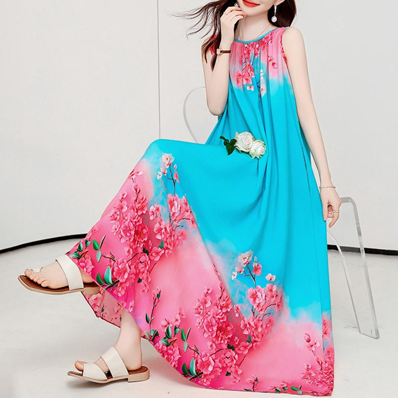 Elegant Summer Women's Summer Dress Casual Sleeveless Long Dresses Plus Size Woman Clothing