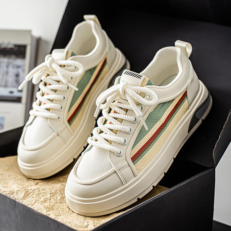 Fashion Men's Breathable Mesh Sneakers Heightening Thick Bottom Summer New Style Student Fashion Versatile Board Shoes Rubber Sole