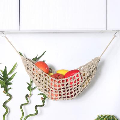 Hanging Fruit Hammock for Kitchen Under Cabinet Macrame Fruit Hammock Veggie Banana Hammock for Home/RV Organization