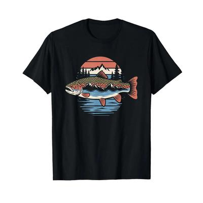 Trout Fish Retro T Shirt Vintage Fishing Nature Vintage Washed Graphic Streetwear Soft Versatile Stretched Designer Clothes
