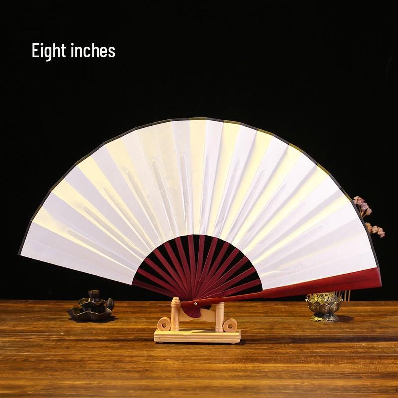 Men's Ancient Style Hanfu Bamboo Folding Fan - Silk Xuan Paper Summer Fan