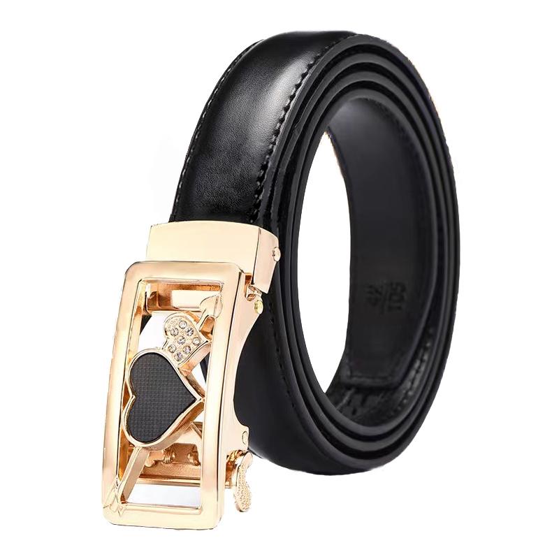 Mode Damesriem Veelzijdige Automatische Gesp Riem Hoge Kwaliteit PU Leer Jeugd Trend Casual Riem voor Dames 120cm zwart