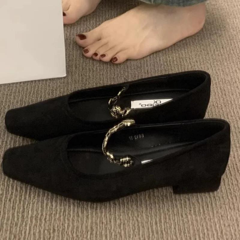 Fashion Square Toe Women Loafers Shoes Summer Casual Heeled Shoes Dress Lolita Fashion Sandals 2025 Trend Brand Retro Female Zapatillas