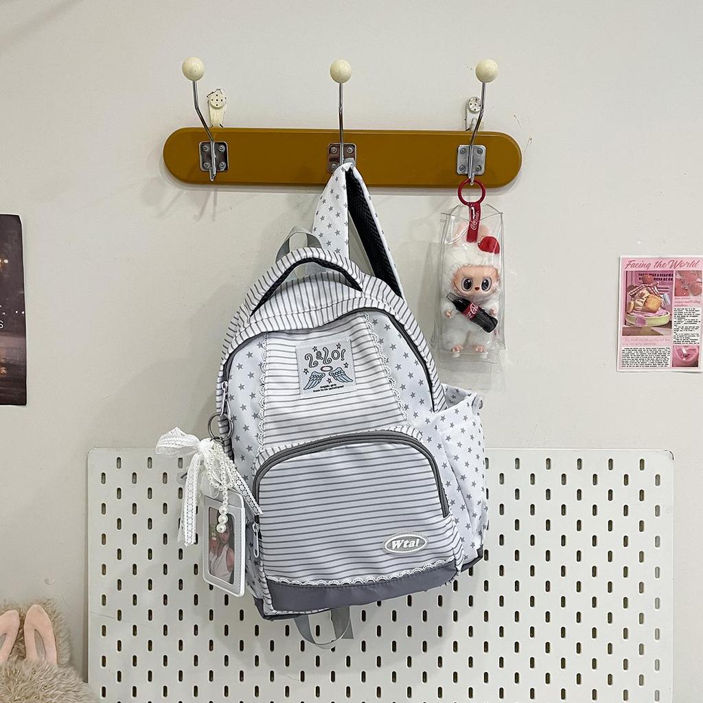 Lightweight Korean Style Striped Star Backpack - Large Capacity for Female Students