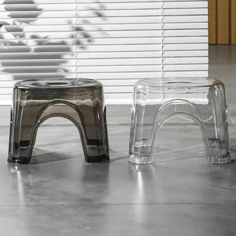 Sgabello da Bagno Antiscivolo Trasparente Sgabello per Cambiare Scarpe Toilette Basso in Plastica Addensata per Bagno Comodino