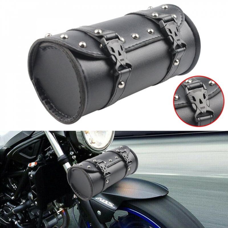 Waterproof Leather Motorcycle Saddlebags Durable Tool Bag Storage Pouch for Harley Sportster Touring Softail - Motorcycle