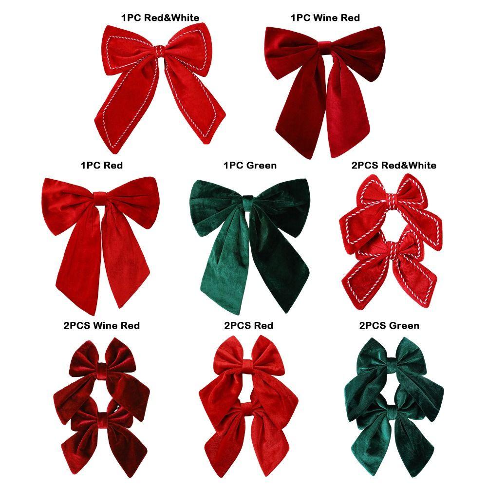1/2PCS Red Christmas Decorative Bowknot DIY Accessories Big Size Xmas Tree Hanging Bowknot Showwindow Ornament Flannel