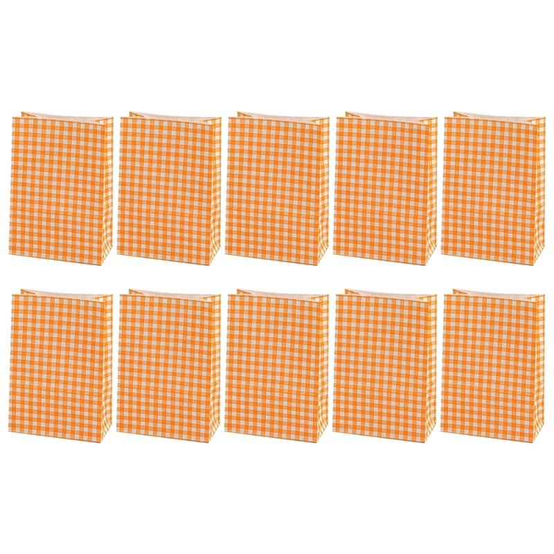 5/10/20 ST Färgglada Rutiga Papperspåsar För Fest Födelsedag Bröllop Shopping Presentpåse Kex Snacks Presentförpackning Dekoration