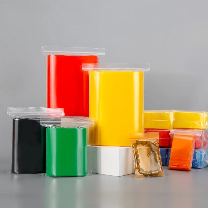 200pcs Colour Trumpet Self Sealing Bag Mini Transparent Thick Jewelry Packaging Bags Plastic Packing Storage Zipper Sealing Bag