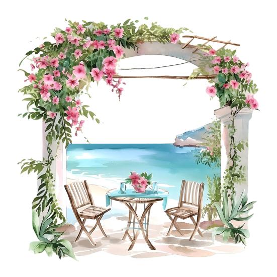 

Летняя пляжная наклейка на окно Прибрежная тематика Цветы Бистро-набор Статическая наклейка на стекло Многоразовые ПВХ наклейки для декора дома, ванной комнаты, кухни A