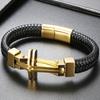 Cross Leather Wrap Man Bracelet for Men Cowhide Bangles Solid 316L Stainless Steel Charm Armbanden On Hand Jewellery Accessories