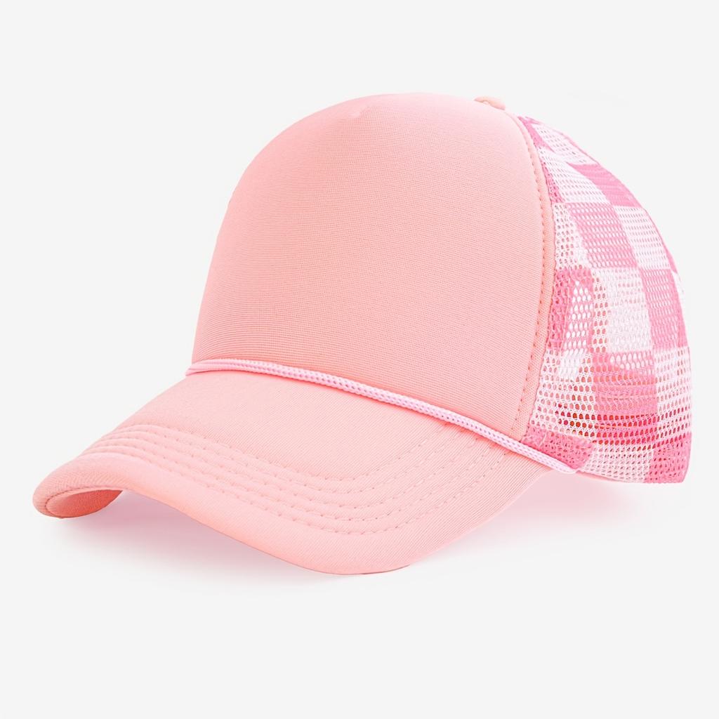 Mesh Trendy Versatile Two-tone Plaid Trucker Hat Casual Lightweight Breathable Outdoor Baseball Cap